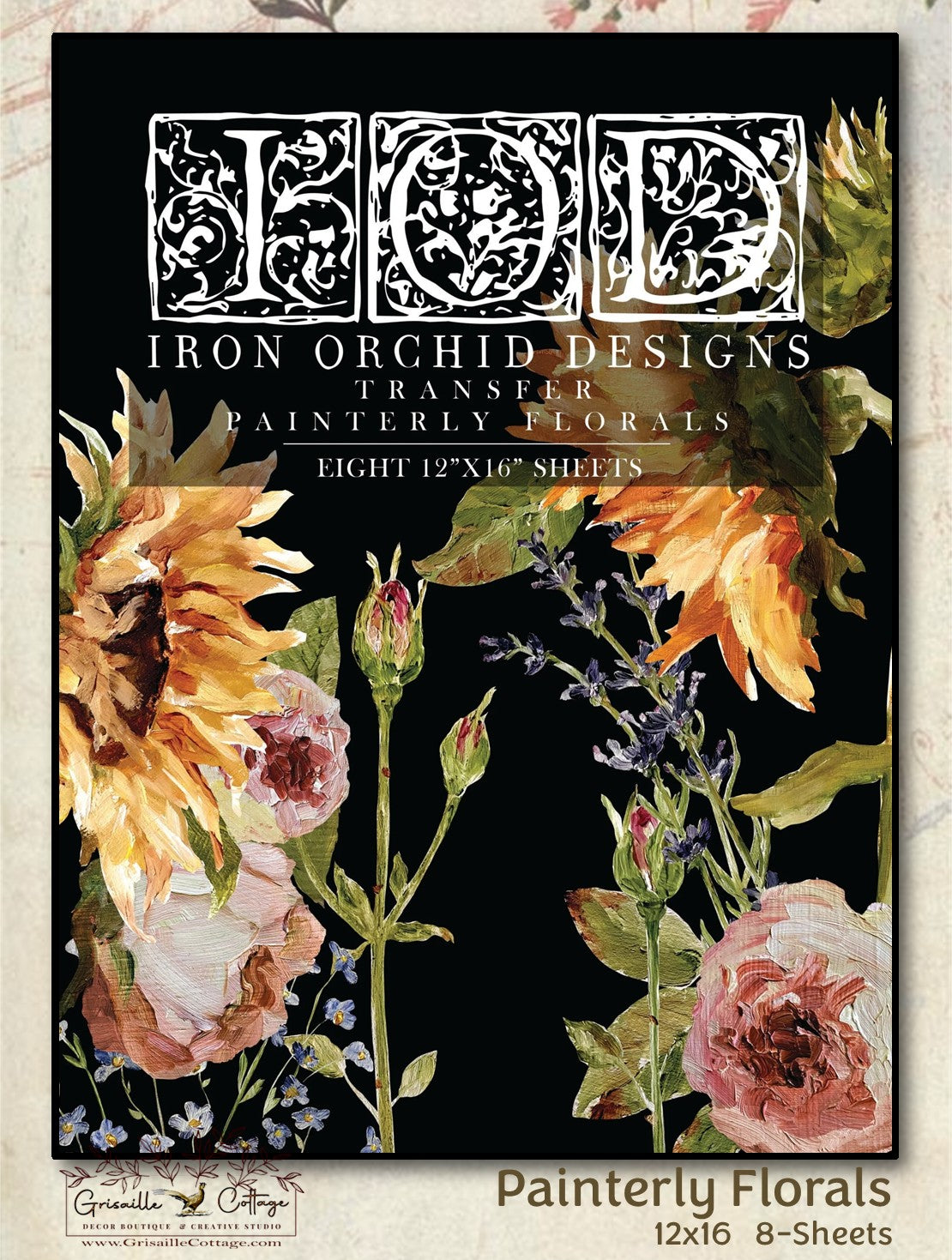 Painterly Floral - 8 Sheet, 12x16 Pad IOD Decor Transfer™