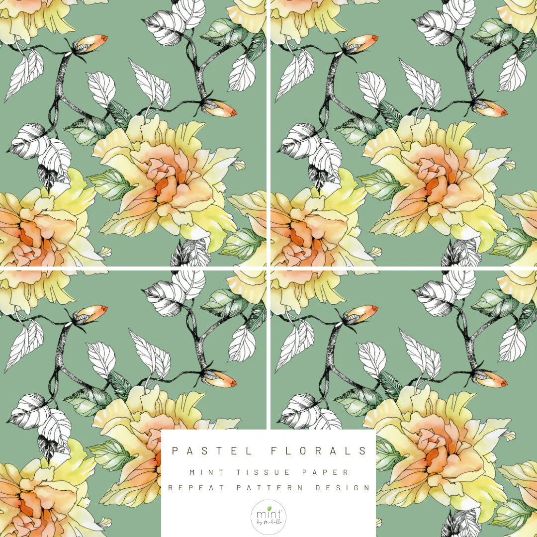 Pastel Florals Tissue Paper, 3ea 13.7in Sq - MINT by Michelle