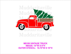 Christmas Vintage Truck with Tree M0189
