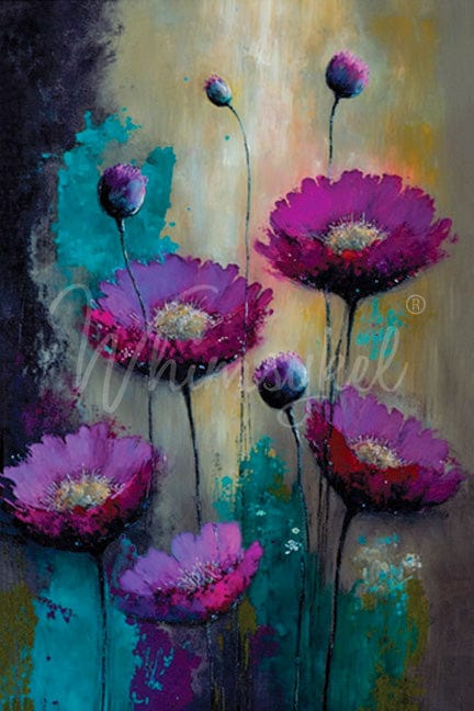 Purple Poppies Flowers - Lg 21" x 29" Decoupage Paper by Whimsykel Designs