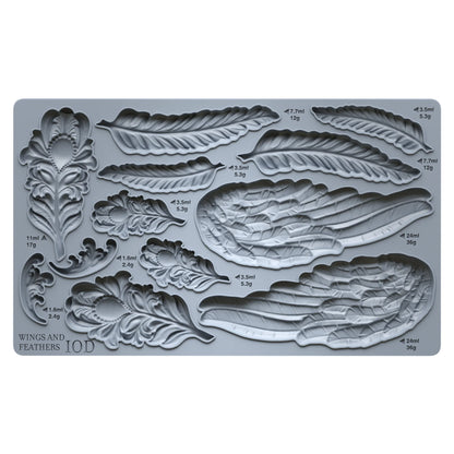 Wings & Feathers (𝗨𝘀𝗲𝗱 - 𝗟𝗶𝗸𝗲 𝗡𝗲𝘄) - IOD Decor Mould