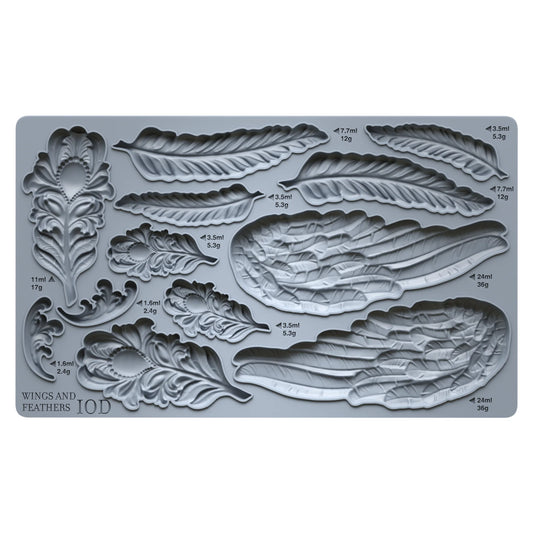 Wings & Feathers (𝗨𝘀𝗲𝗱 - 𝗟𝗶𝗸𝗲 𝗡𝗲𝘄) - IOD Decor Mould