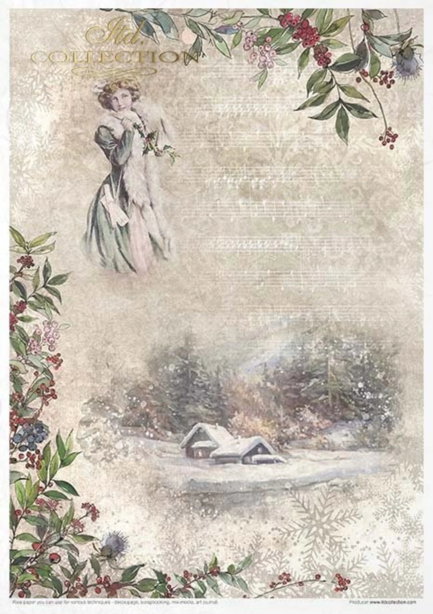 Victorian Christmas RP033G - A4 8.3 x 11.7 Rice Paper by ITD Collection