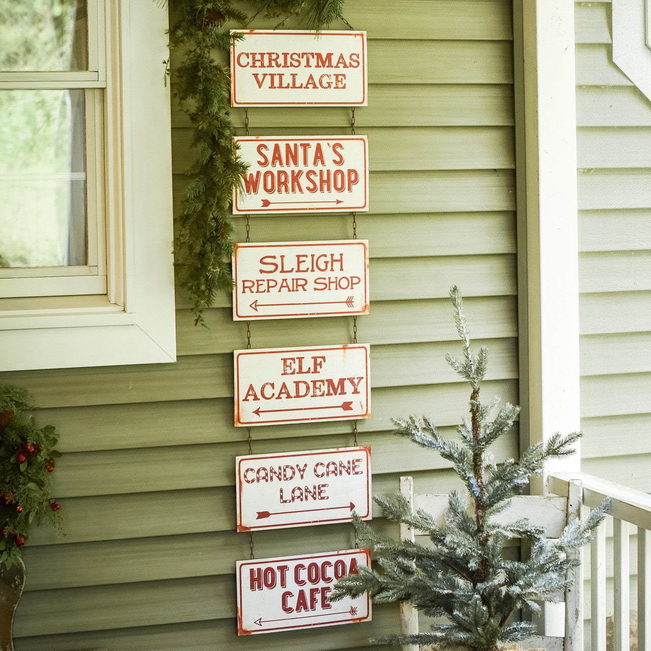 Christmas Village 6-Tier Metal Hanging Sign