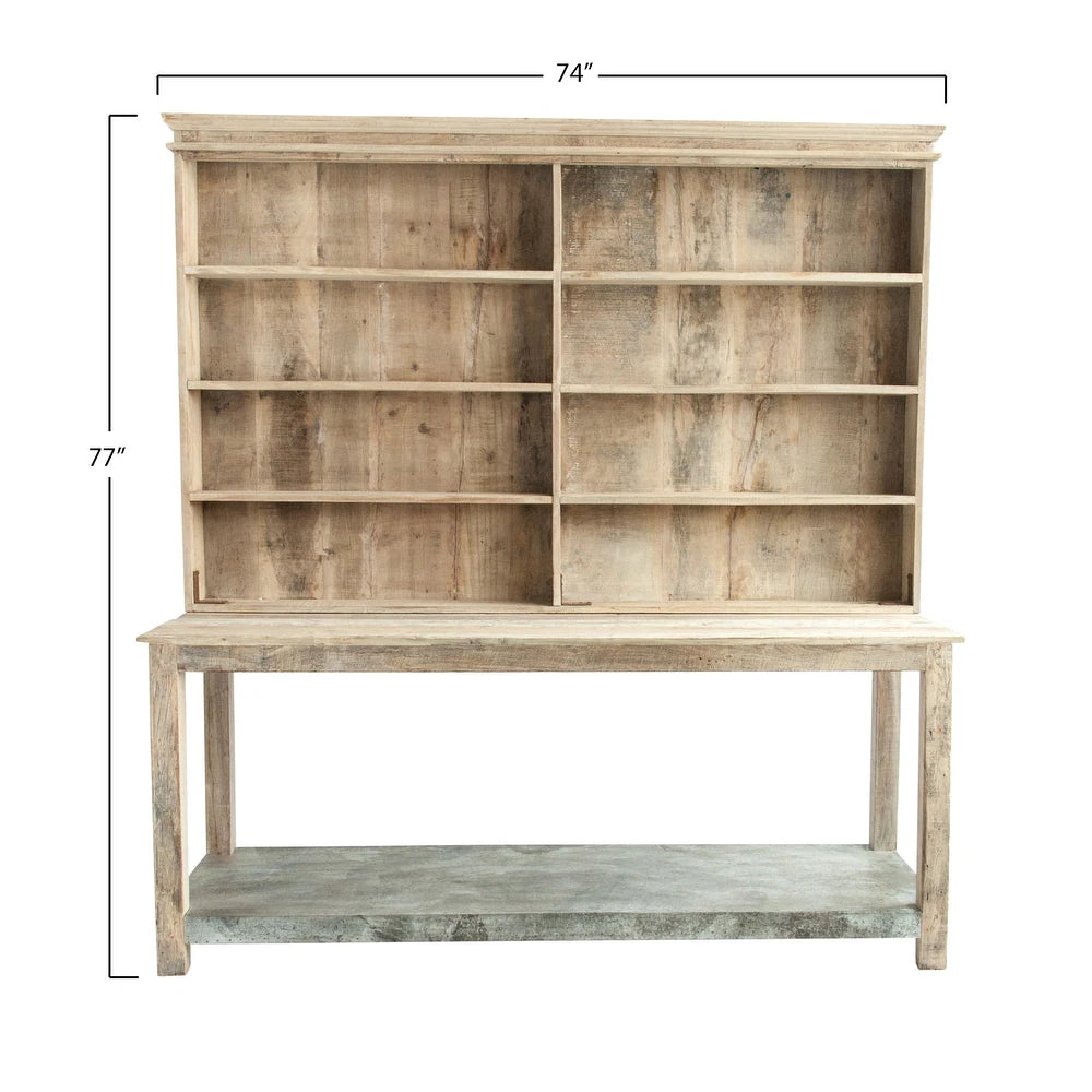 Reclaimed 2-Piece Wood & Metal Hutch