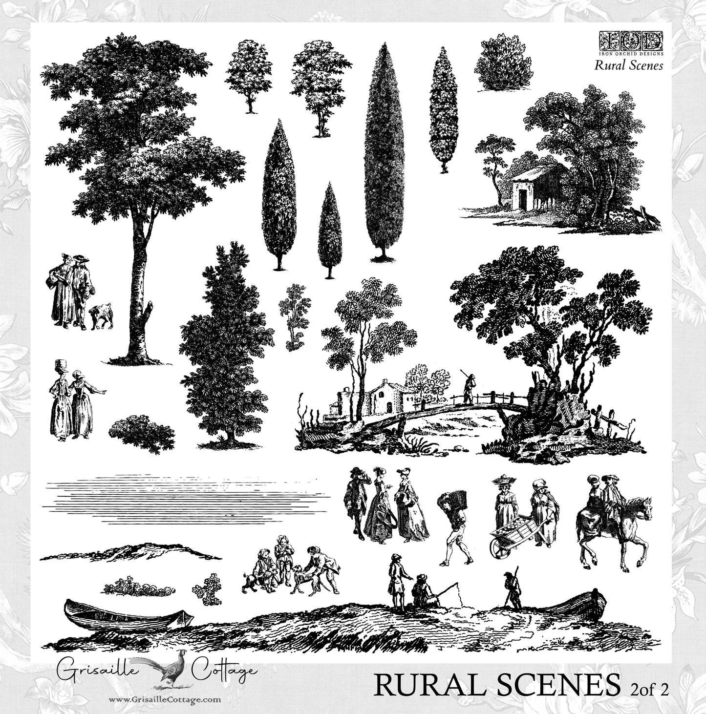 Rural Scenes 2-Sheet - IOD Decor Stamp