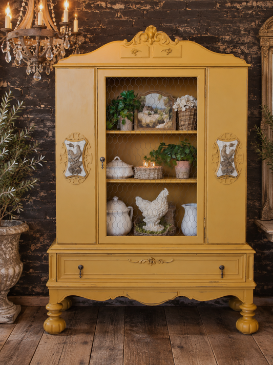 Eileen ~ French Country Vintage Hand-Painted China Hutch
