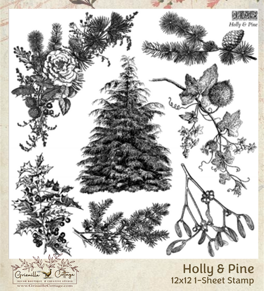 Holly & Pine - IOD Decor Stamp