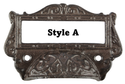 Cast Iron Drawer Pull with Label Holder