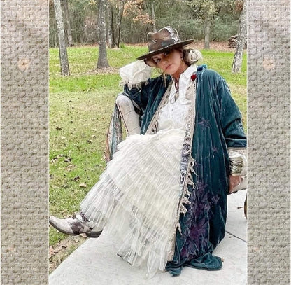 Moonlight Stroll Velvet Duster, Teal - Jaded Gypsy