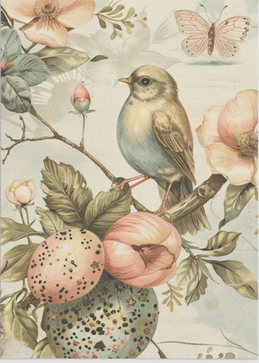 Antique Spring Bird - 10 x 14 Decoupage Tissue