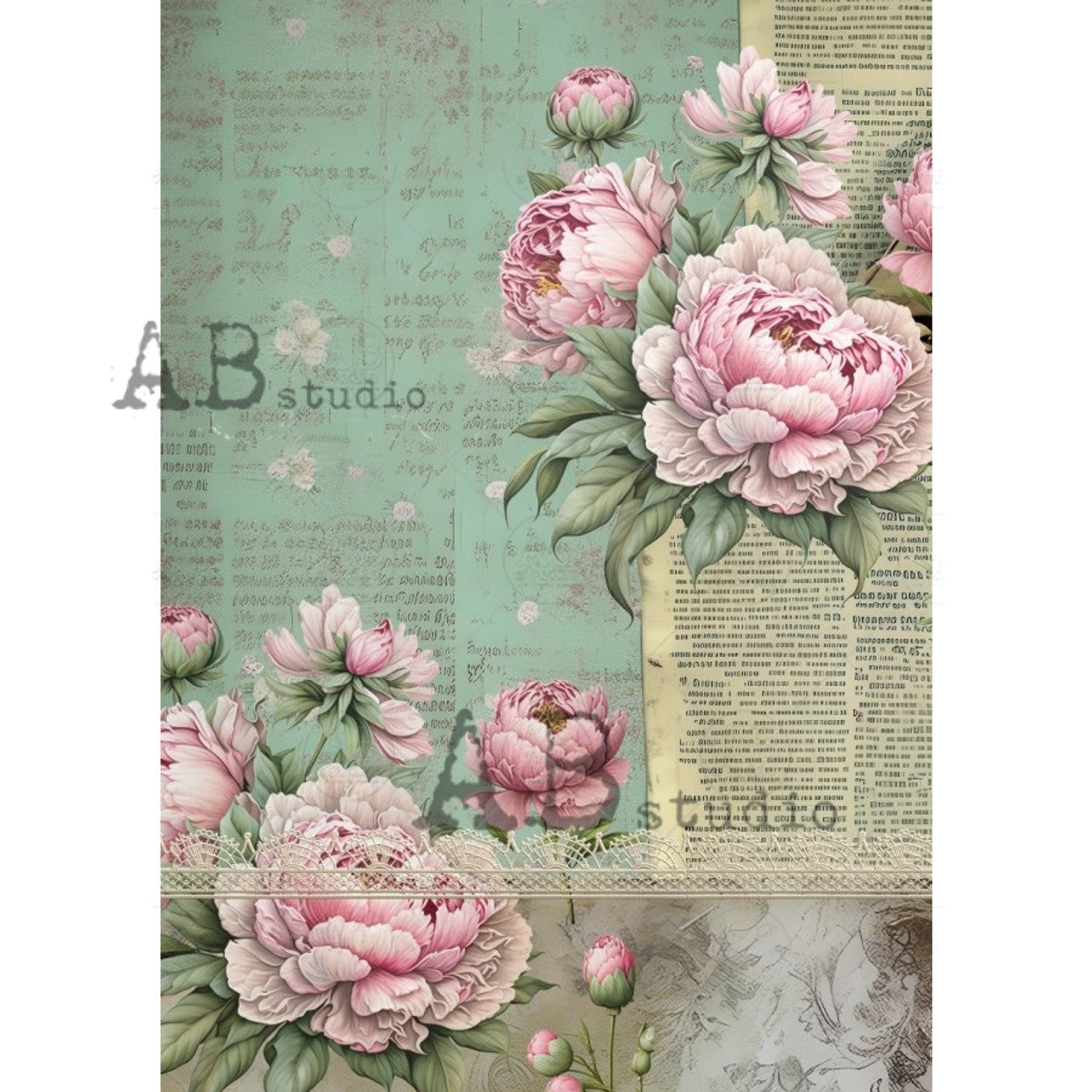 Shabby Chic Roses & Letters 1785 - A4 8.3 x 11.7 Rice Paper by ITD Collection