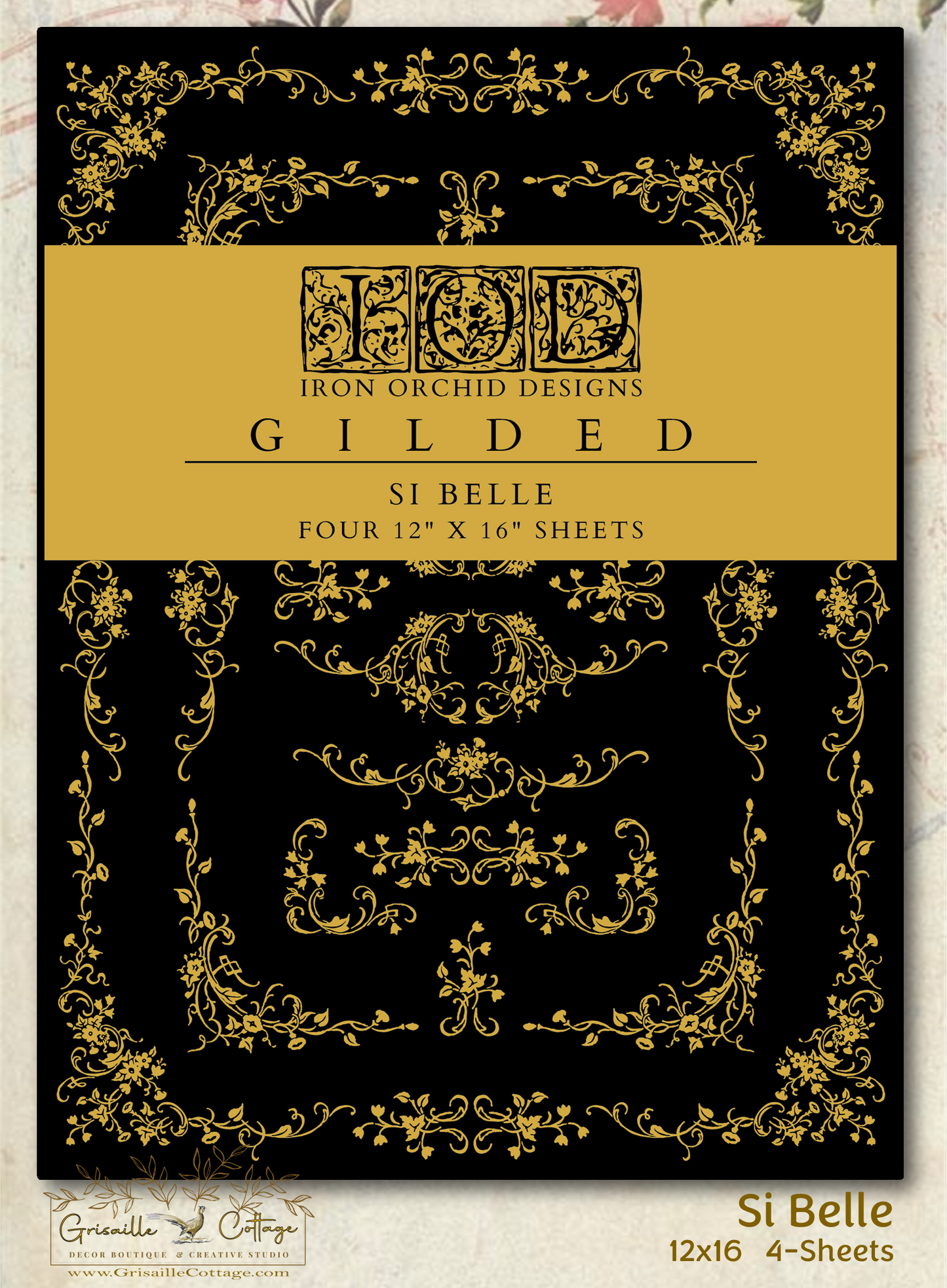 Si Belle - Gilded Collection - 4 Sheet, 12x16 Pad IOD Decor Transfer™