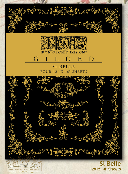 Si Belle - Gilded Collection - 4 Sheet, 12x16 Pad IOD Decor Transfer™