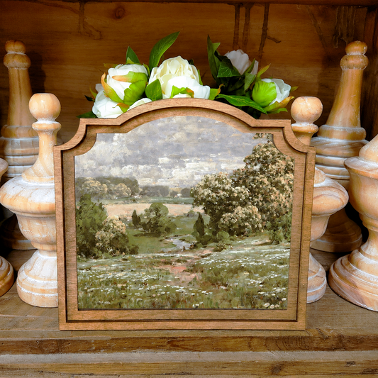 9x10 Provincial Spring Landscape Handcrafted Framed Wood Art