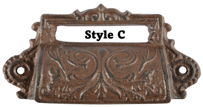 Cast Iron Drawer Pull with Label Holder