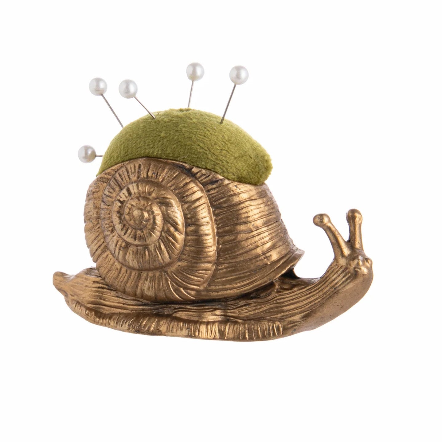 SNAIL-Velvet Pin Cushion with 5 Pearl Head Pins
