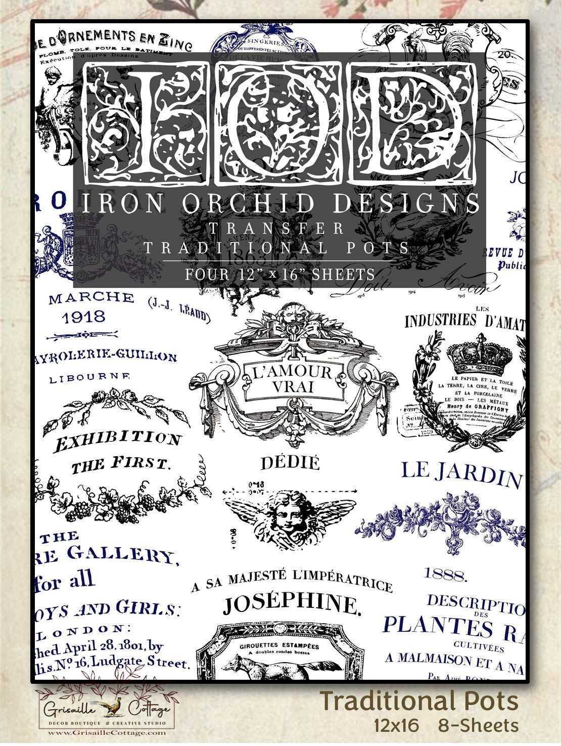 Traditional Pots - 4 Sheets, 12x16 Pad IOD Decor Transfer™