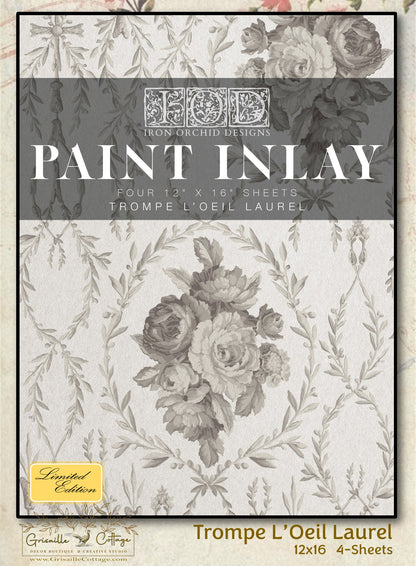Trompe Le' Oeil Laurel - 4 Sheet, 12x16 Pad IOD Paint Inlay™