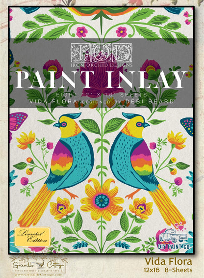 Vida Flora - 8 Sheet, 12x16 Pad IOD Paint Inlay™