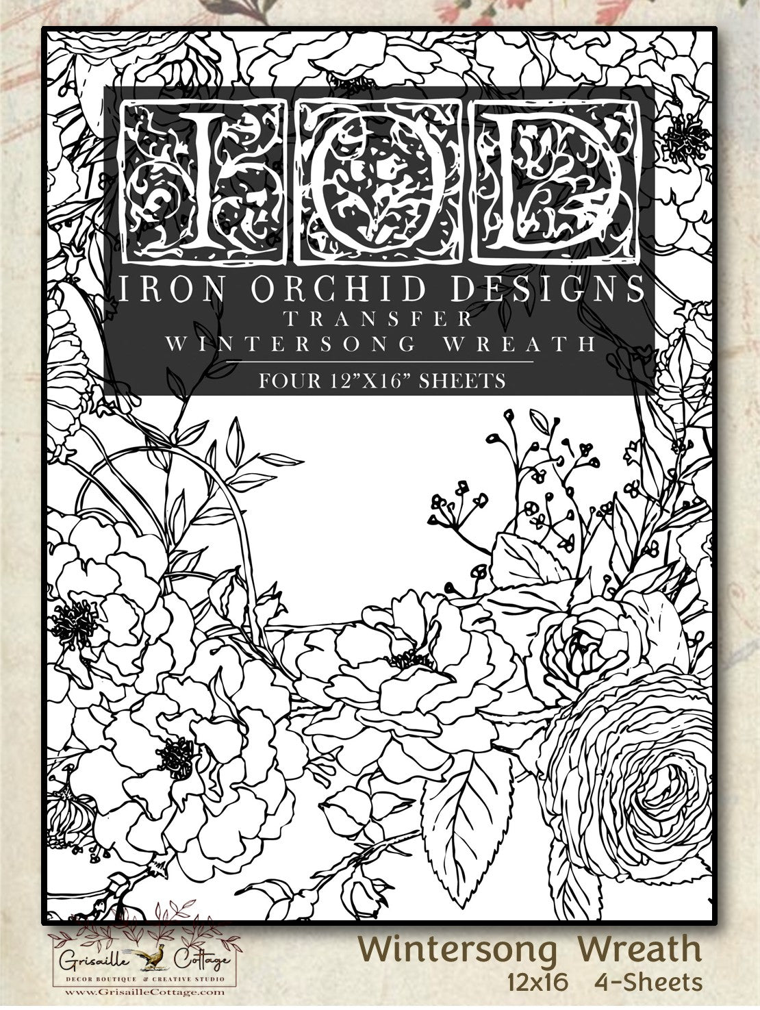 Winter's Song Wreath, 4 Sheet, 12x16 Pad IOD Decor Transfer™