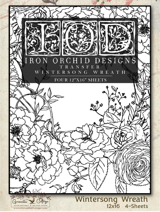 Winter's Song Wreath, 4 Sheet, 12x16 Pad IOD Decor Transfer™