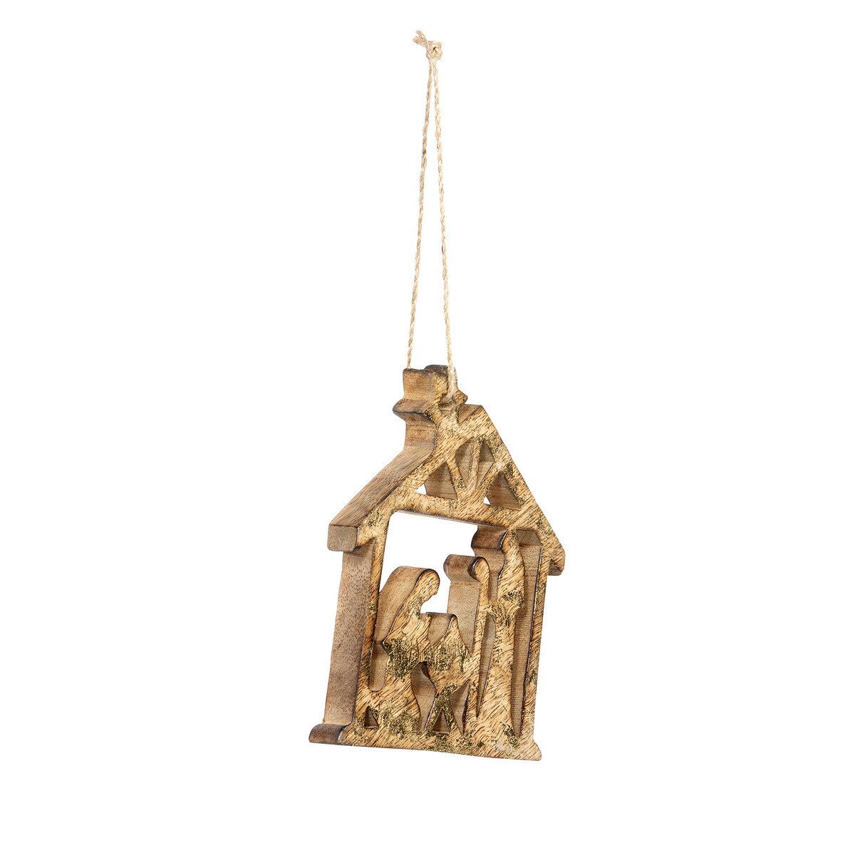 Wooden Carved Gilded Nativity Ornament