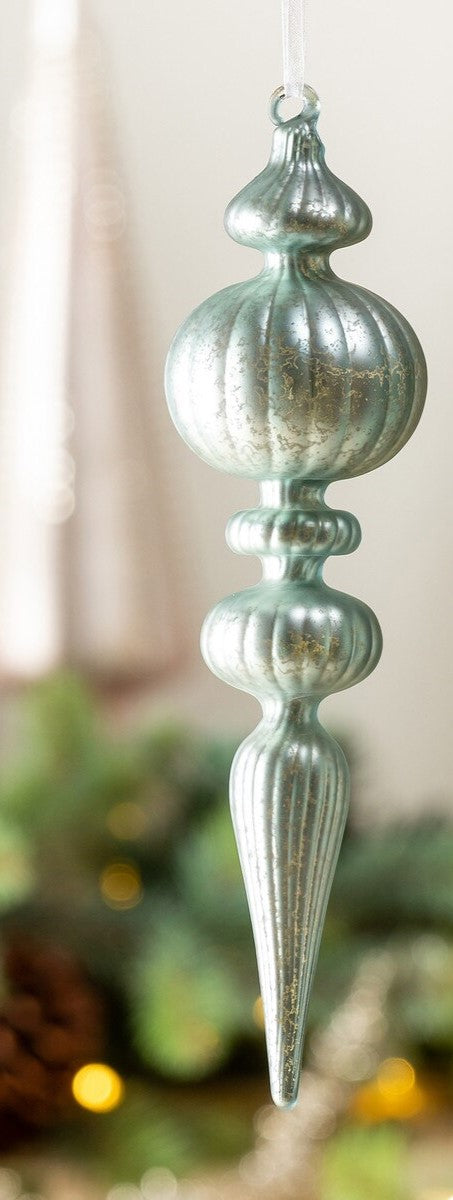 Antique Blue Glass Finial Ornament Ball