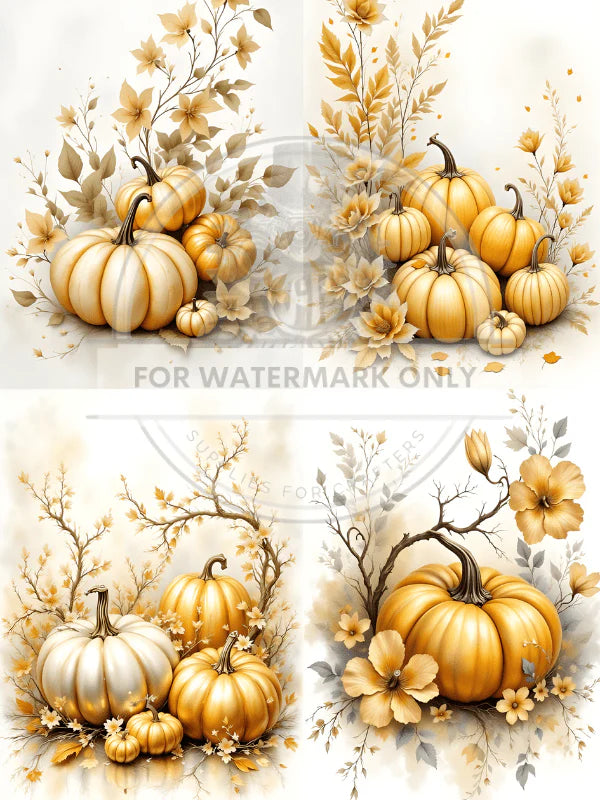 Pumpkin Bloom DC754 - A4 8.3 x 11.7 Rice Paper by ITD Collection