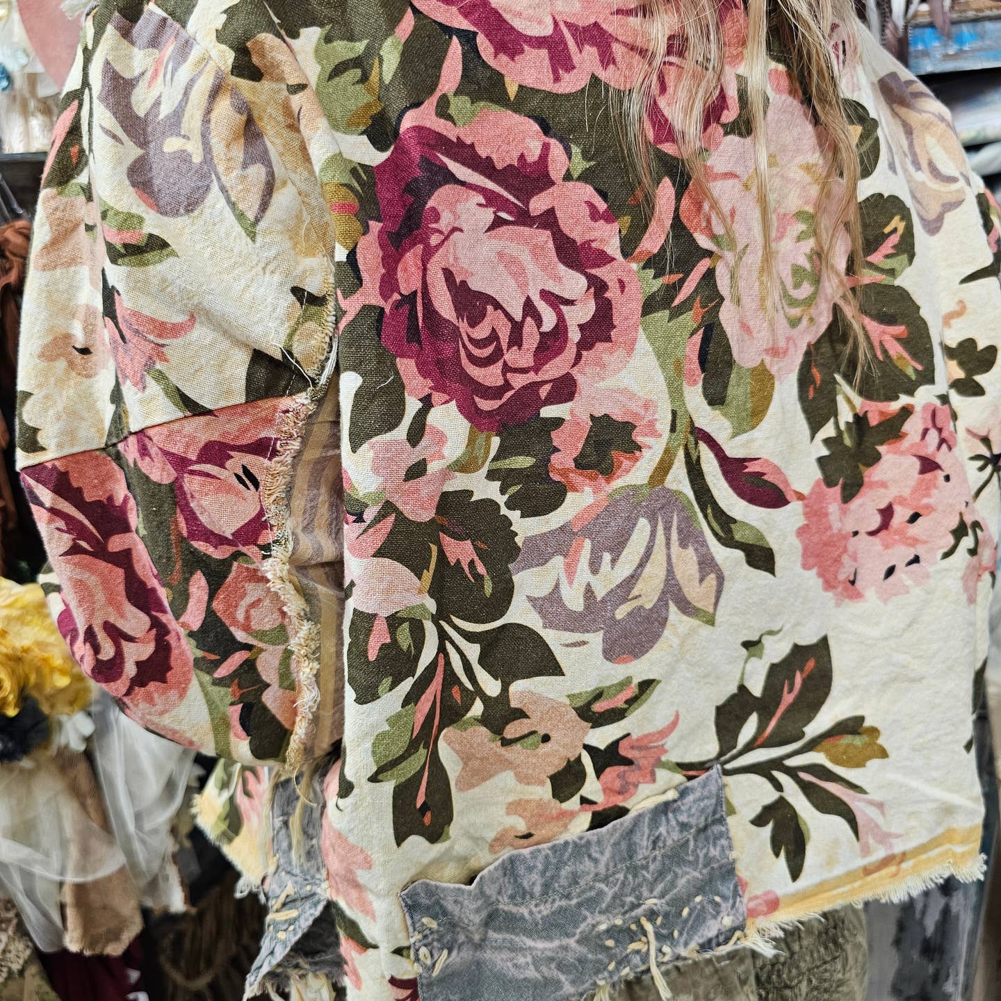 Chambray Floral & Stripe Jacket OS - A Rare Bird