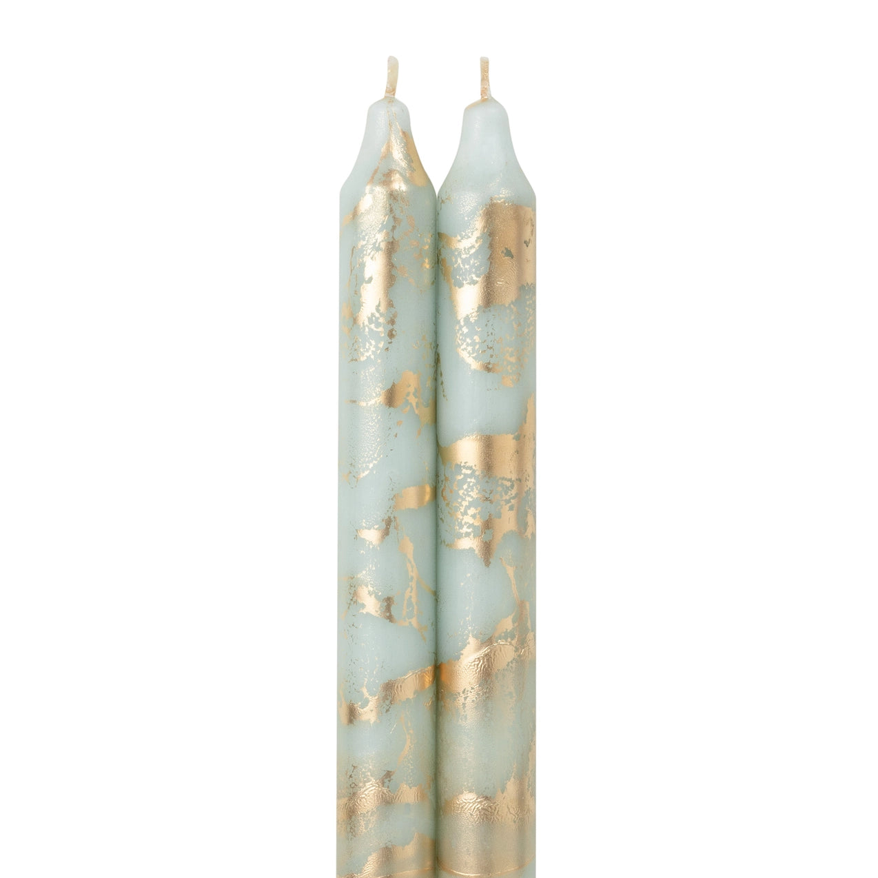 12" Decorative Taper Candles 2pk - Pistachio w/ Gold