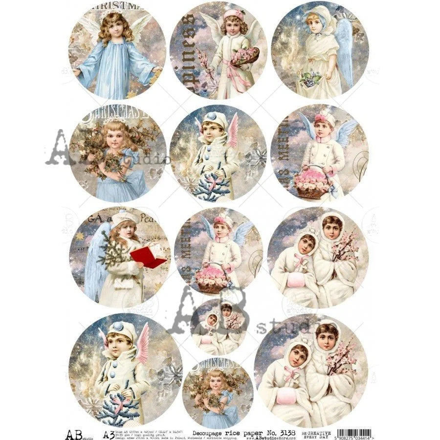 Angelic Boys & Girls 3138 - A3 11.6 x 16.5 Rice Paper by AB Studio
