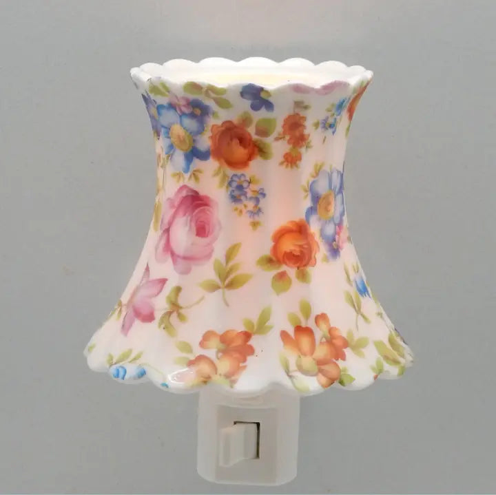 Multi-Floral - Porcelain Nightlight 24K Gold Trim