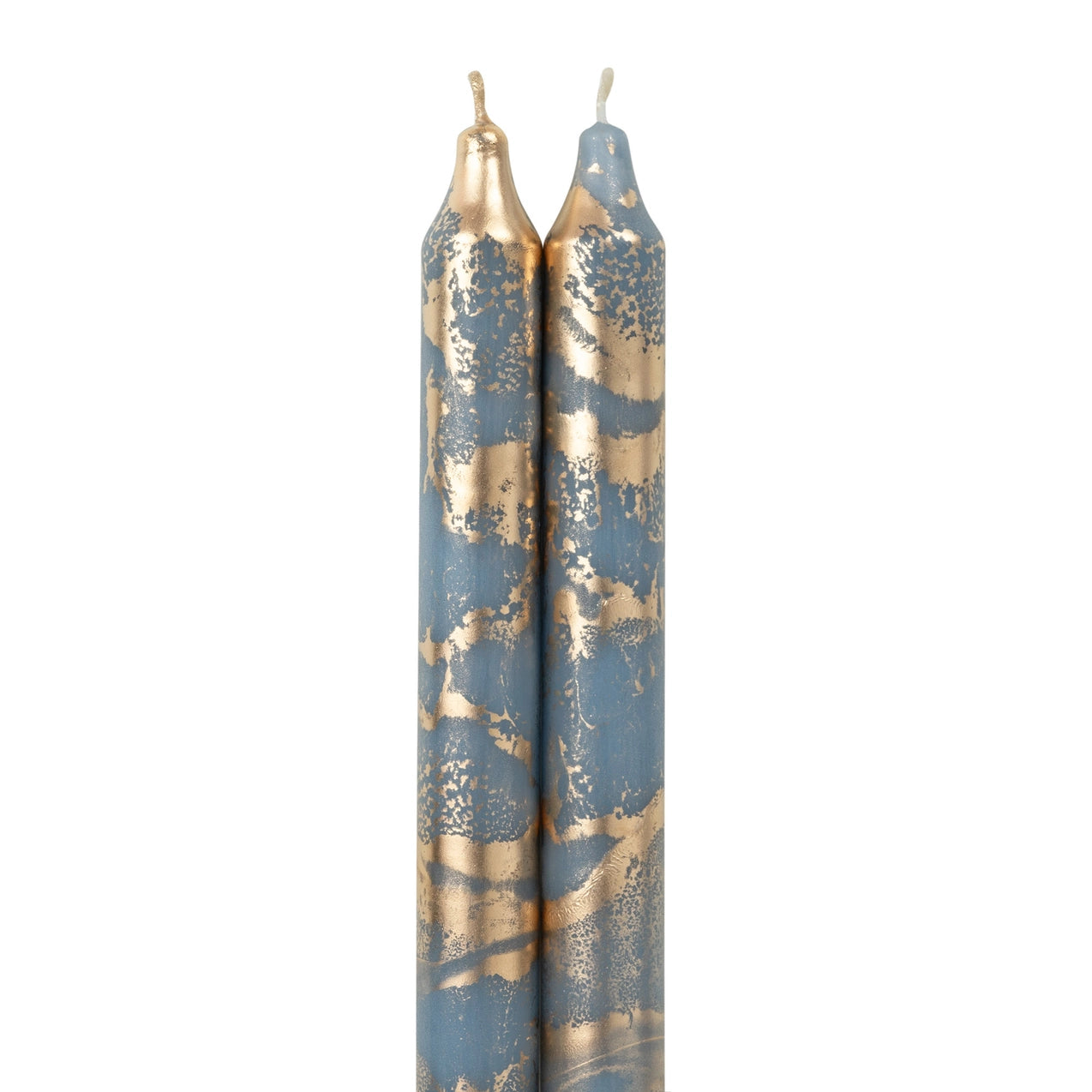 12" Decorative Taper Candles 2pk - Prairie Blue w/ Gold