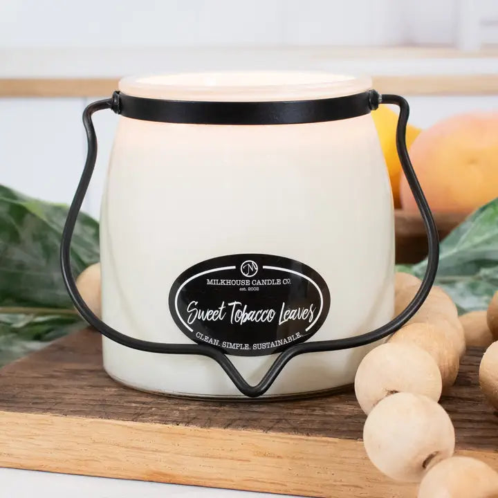 Sweet Tobacco Leaves 16oz Butter Jar - Milkhouse Candle Company