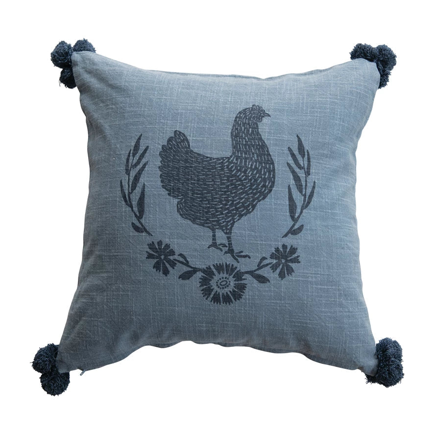 Farmhouse Blue Hen Square Pillow