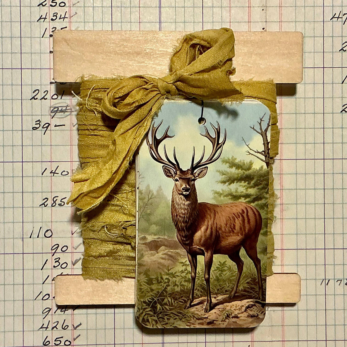 Chartreuse Deer 6-Tag & Ribbon Set
