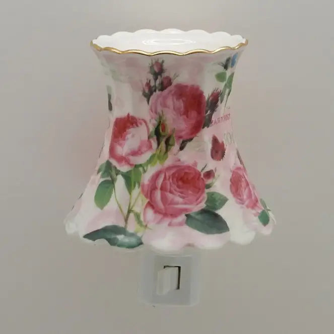 Pink Rose Shade - Porcelain Nightlight 24K Gold Trim