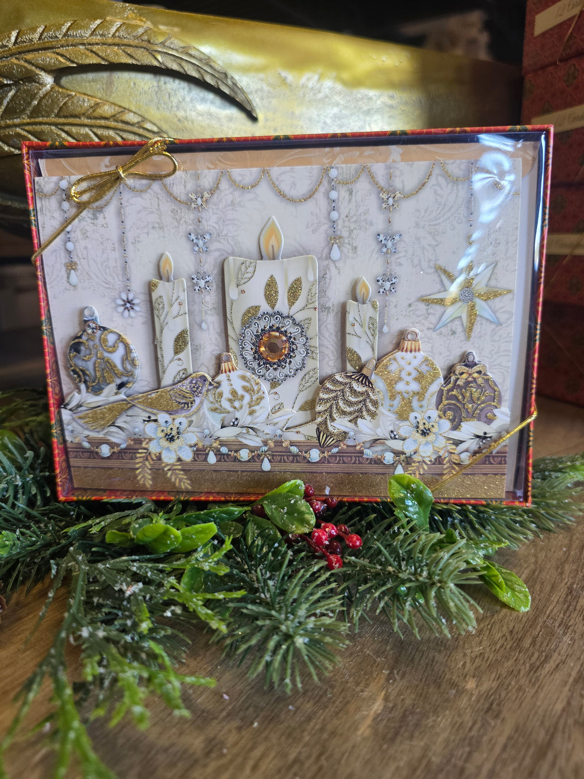 Candlelight Mantel 2 Layer Holiday Card