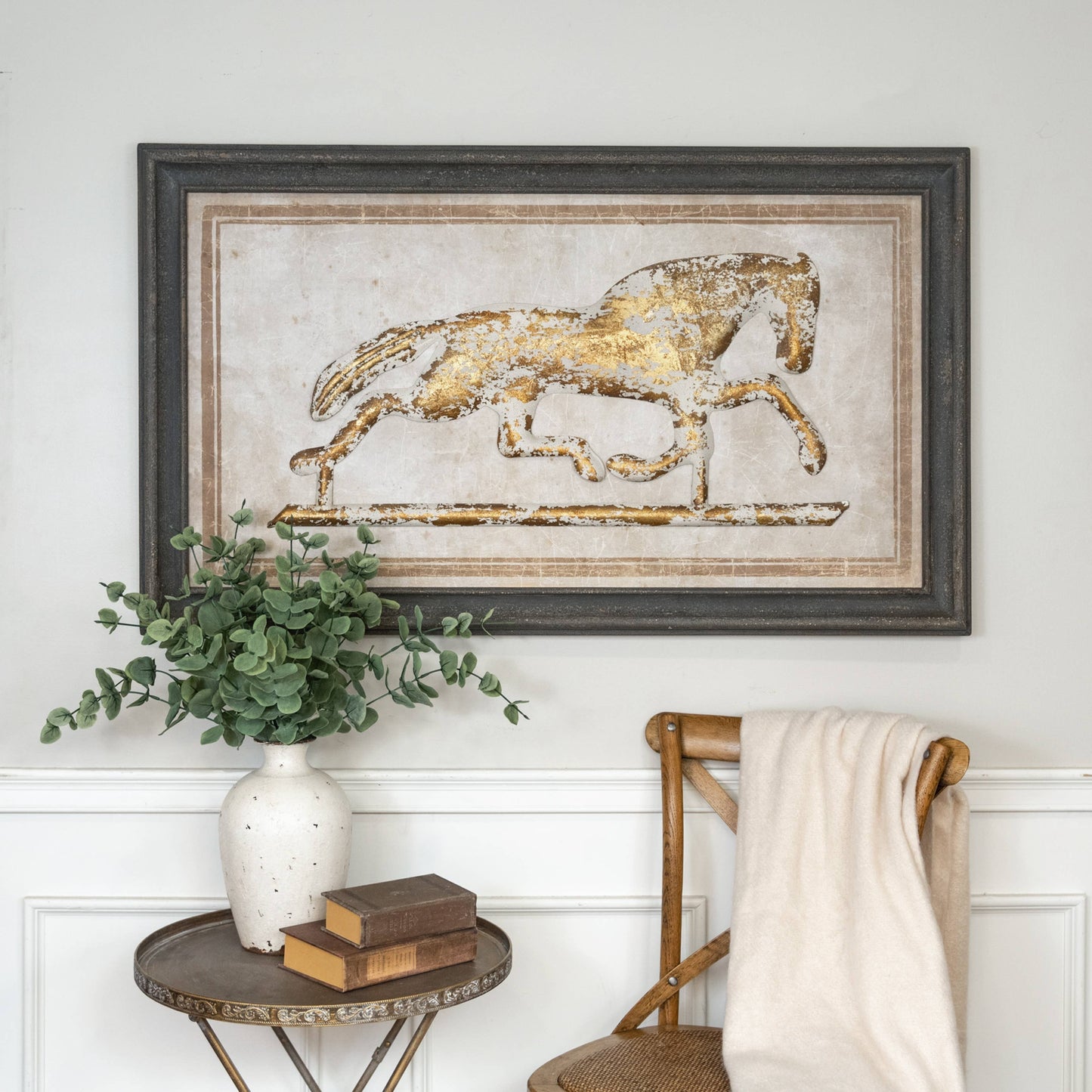 Weathered Metal Embossed Horse Art