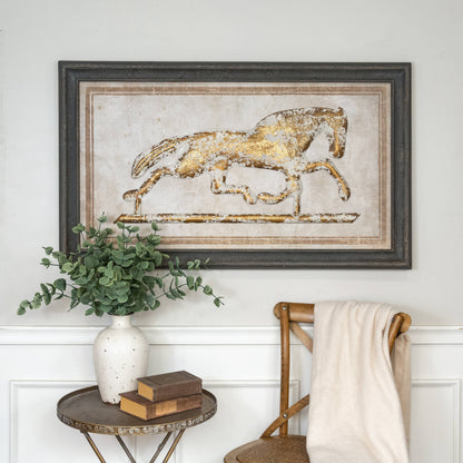 Weathered Metal Embossed Horse Art
