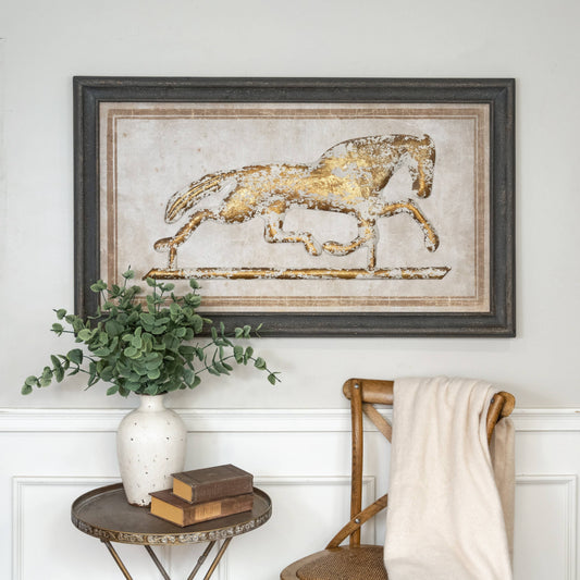 Weathered Metal Embossed Horse Art