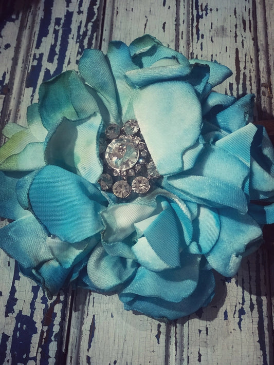 Turquoise - Fabric Hand Cut Floral Brooch / Pin