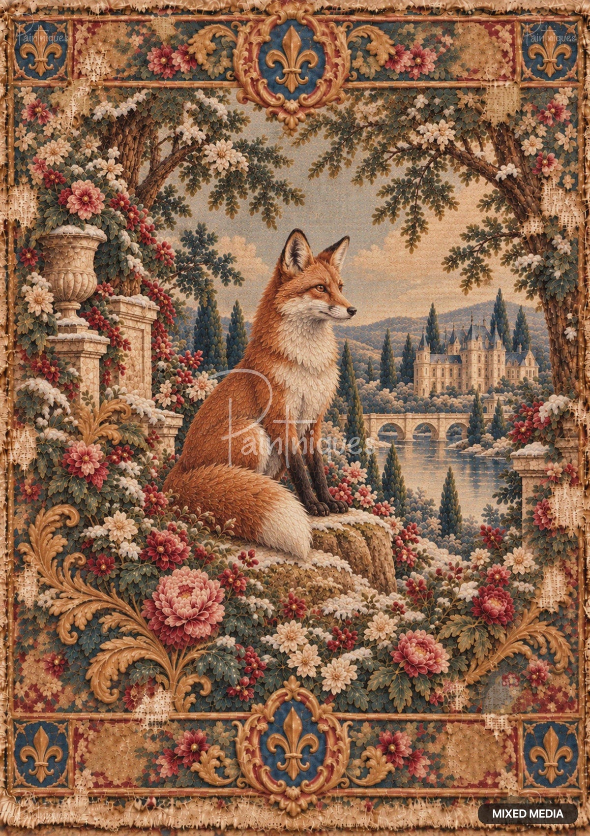 Chateau Fox P110 - A1 23 x 33 Decoupage Paper - Paintiques