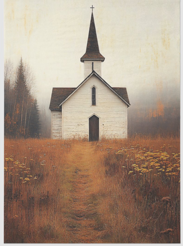 Rustic Abandoned Church - 10 x 14 Decoupage Tissue