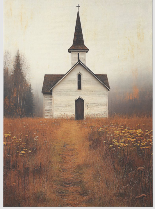 Rustic Abandoned Church - 10 x 14 Decoupage Tissue