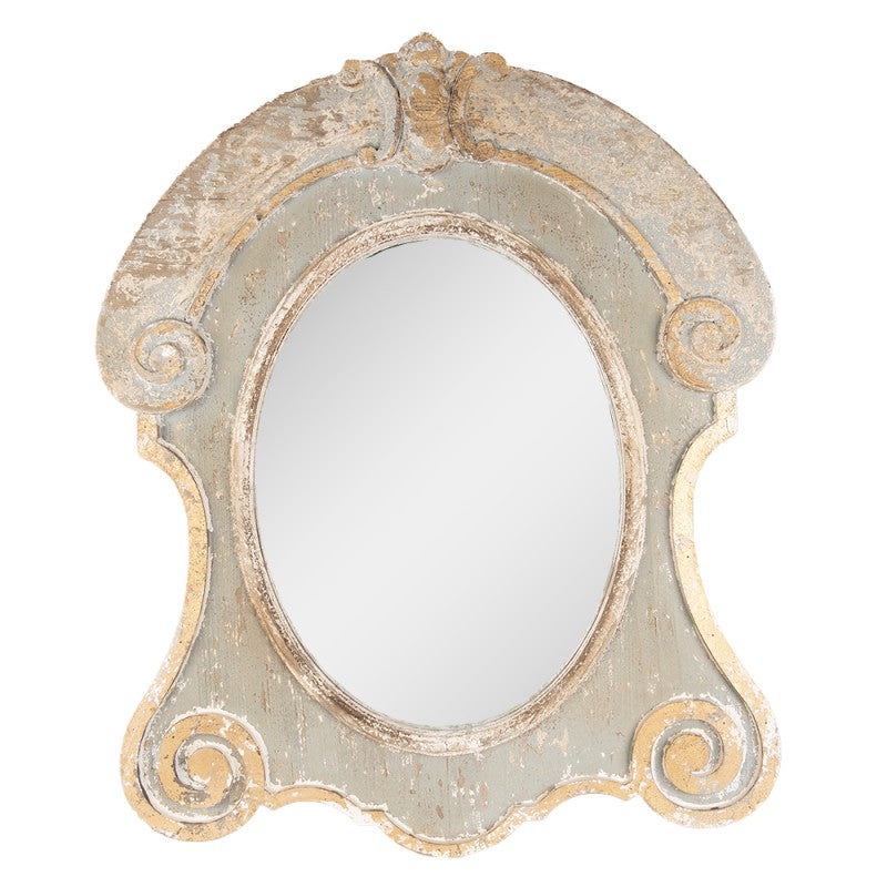 Weathered White, French Blue & Gold Ornate Arched Mirror - (𝐏𝐢𝐜𝐤-𝐔𝐩 𝐎𝐧𝐥𝐲)
