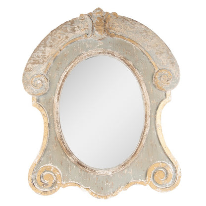 Weathered White, French Blue & Gold Ornate Arched Mirror - (𝐏𝐢𝐜𝐤-𝐔𝐩 𝐎𝐧𝐥𝐲)