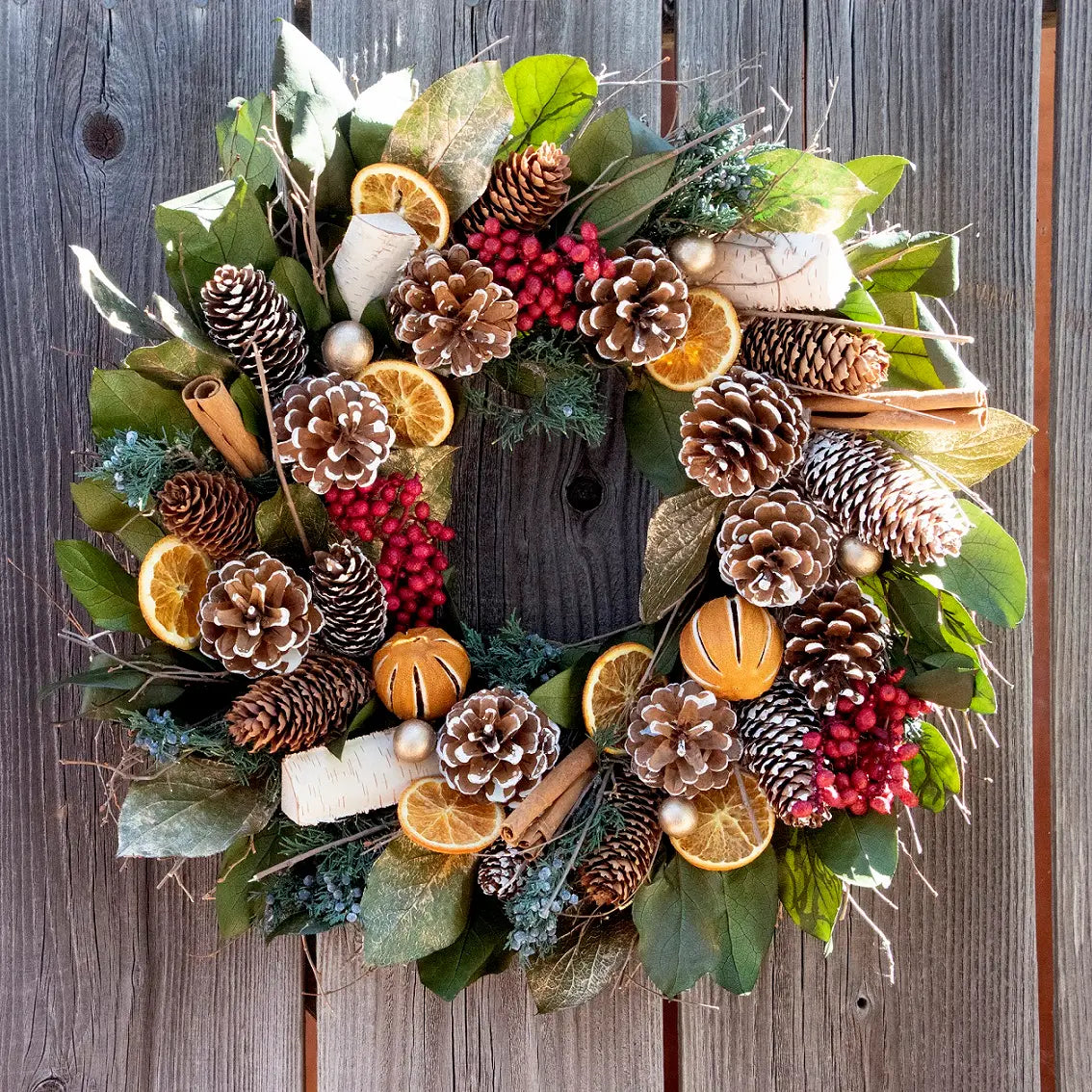 Natural Cinnamon Orange & Pinecone Wreath (Call to Reserve Yours!)