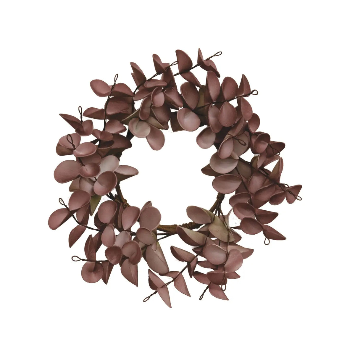 Burgundy Fall Ombre Eucalyptus Leaf Mini Candle Ring